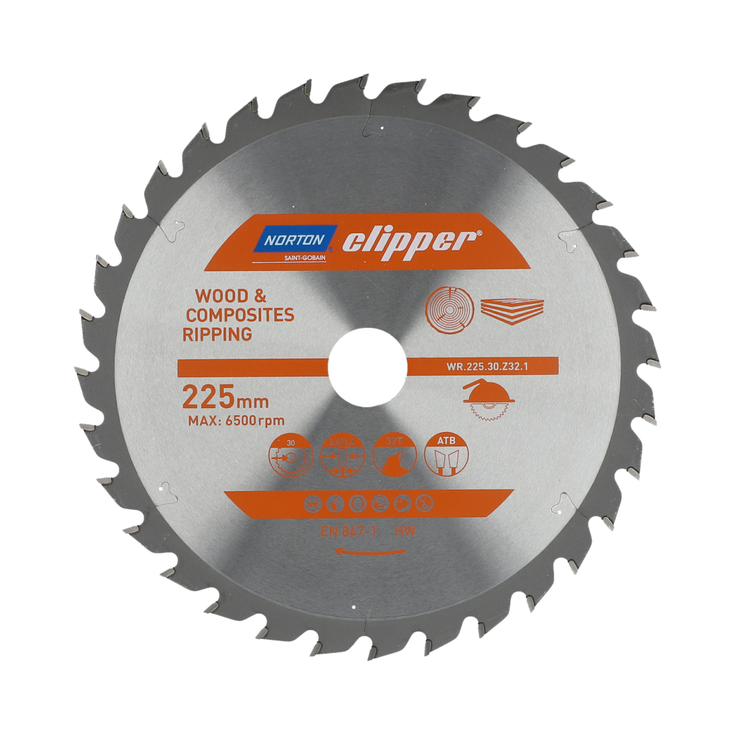 ZAAGBLAD NORTON t.b.v. Hout & Composiet - Ø225-32T